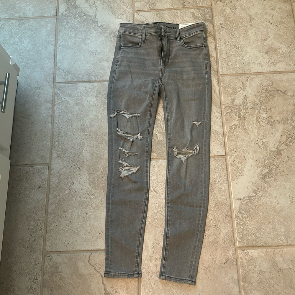 American Eagle Next Level Stretch Hi-Rise Jegging Charcoal Wash size 00 short